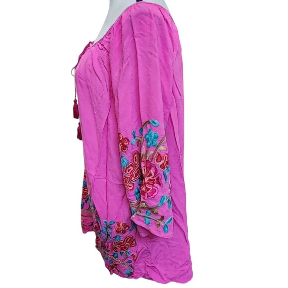Forgotten Grace Embroidered Peasant Blouse Size 3X Rayon Soft Boho - Picture 6 of 7